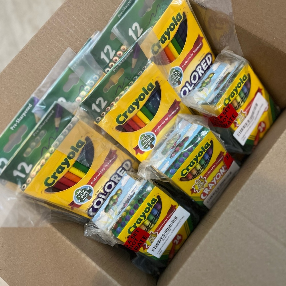 Crayola Vibrant Art Supplies- (6) 12 ct Colored Pencils, And, (6) 24ct Crayons